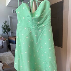 Zara Light Green Dress with White Dots